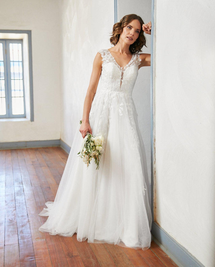 Vestido Largo de Novia Aura Tul Ivory