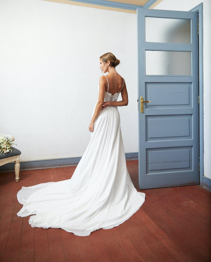 Vestido Largo de Novia Blanche Gasa Ivory