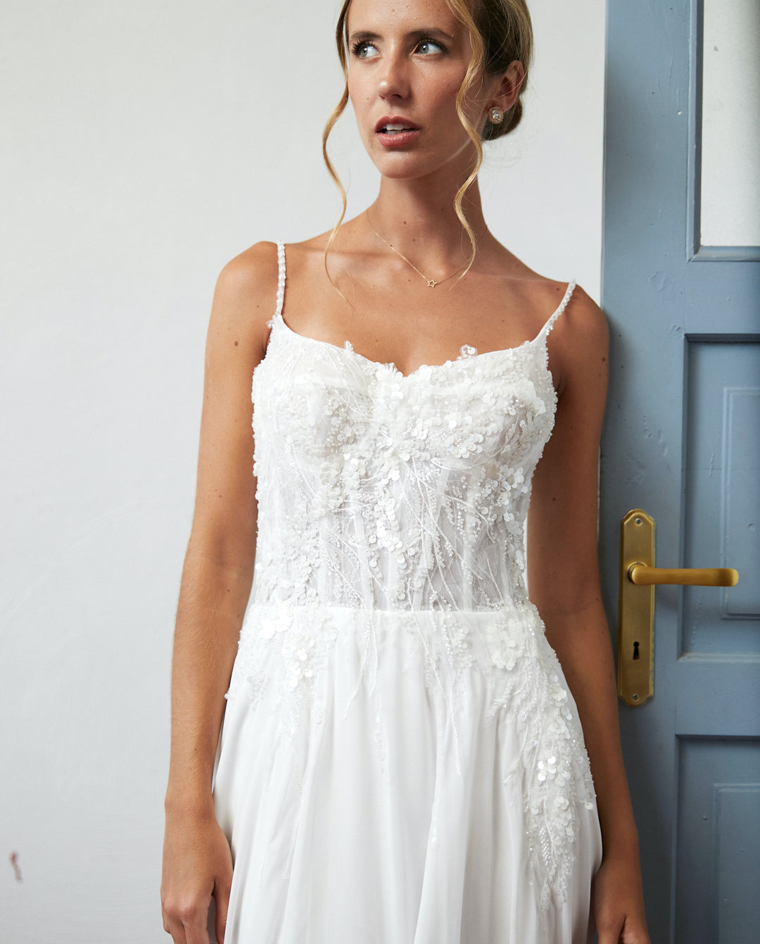 Vestido Largo de Novia Blanche Gasa Ivory