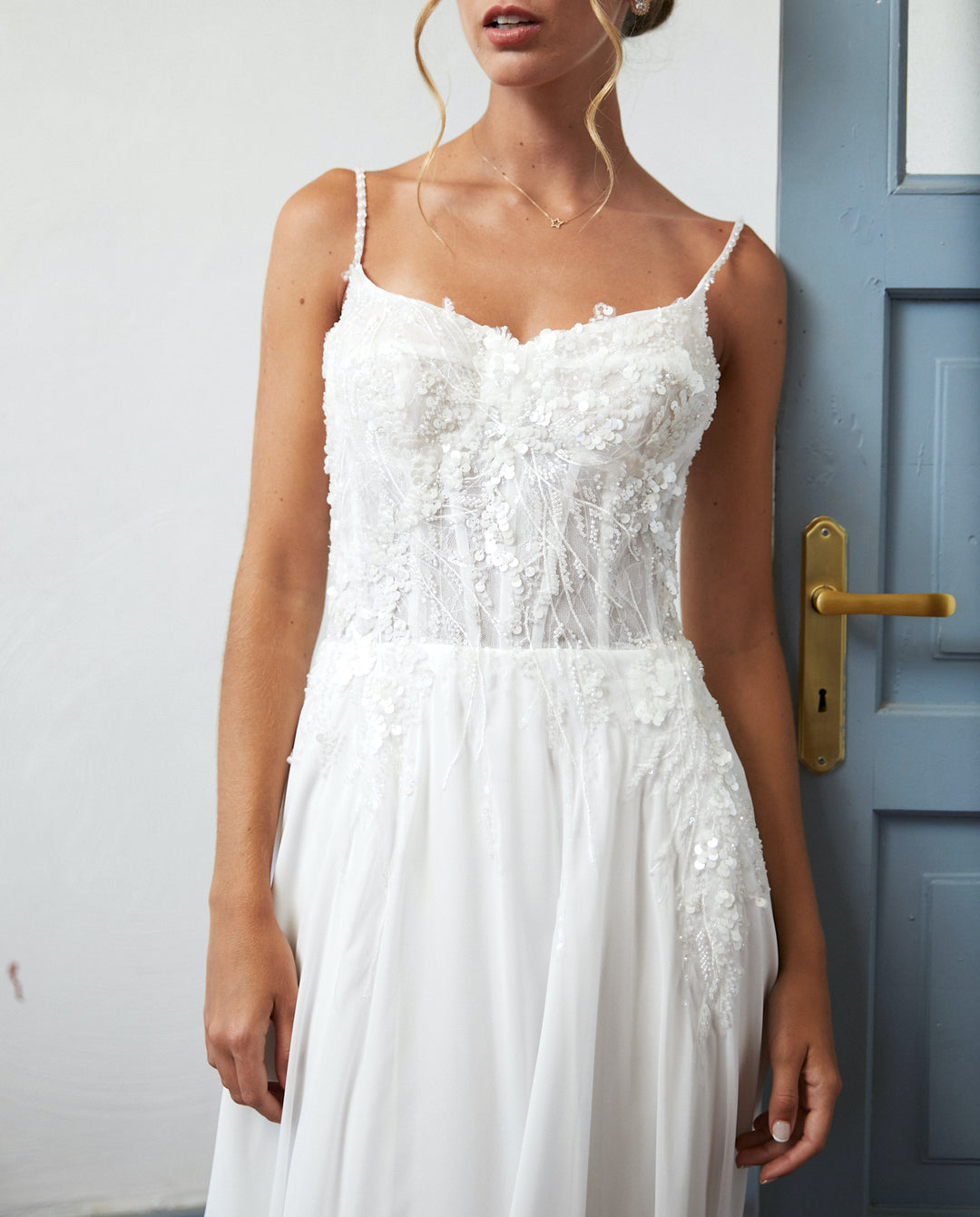 Vestido Largo de Novia Blanche Gasa Ivory