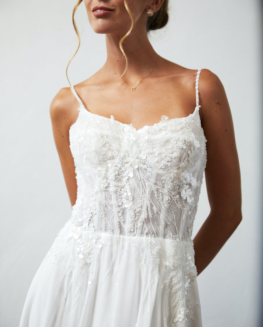 Vestido Largo de Novia Blanche Gasa Ivory