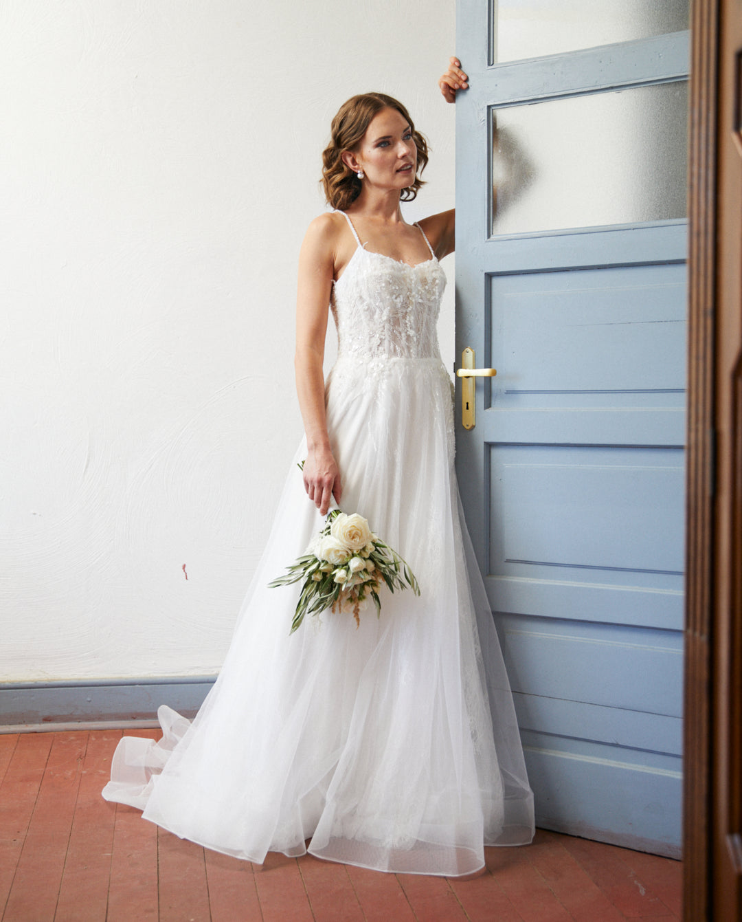 Vestido Largo de Novia Blanche Tul Ivory