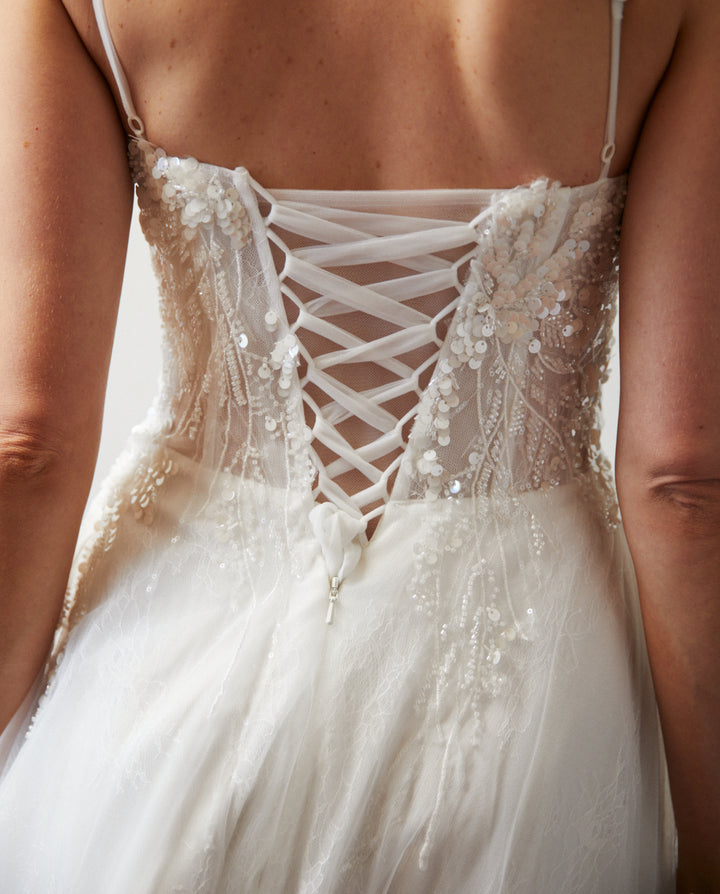 Vestido Largo de Novia Blanche Tul Ivory