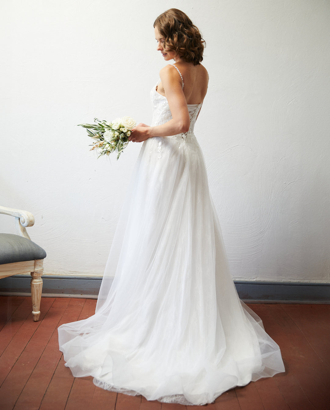 Vestido Largo de Novia Blanche Tul Ivory