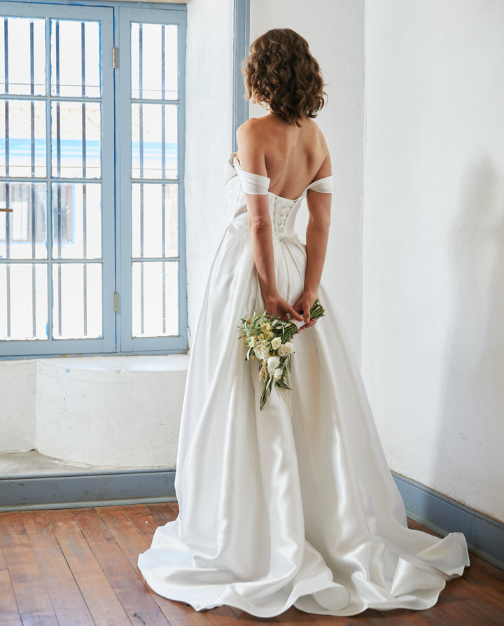 Vestido Largo de Novia Celeste Blanco