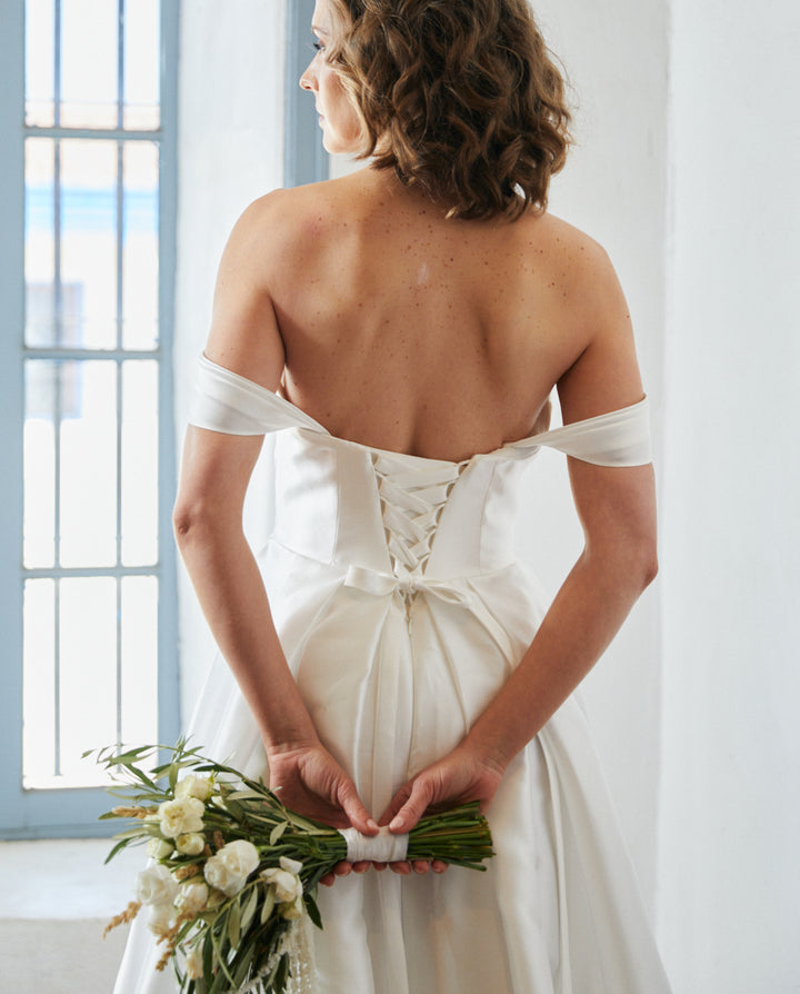 Vestido Largo de Novia Celeste Blanco