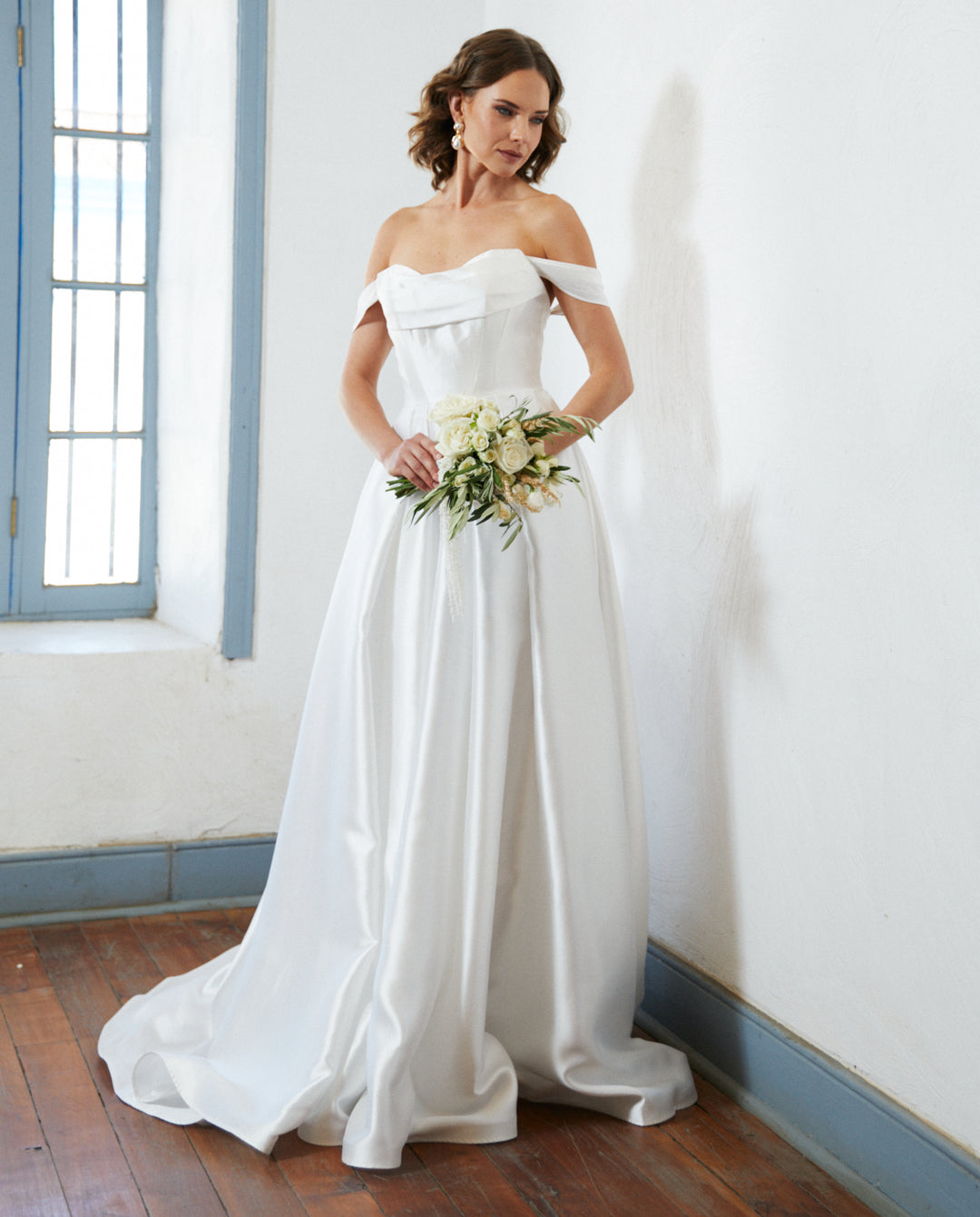 Vestido Largo de Novia Celeste Blanco