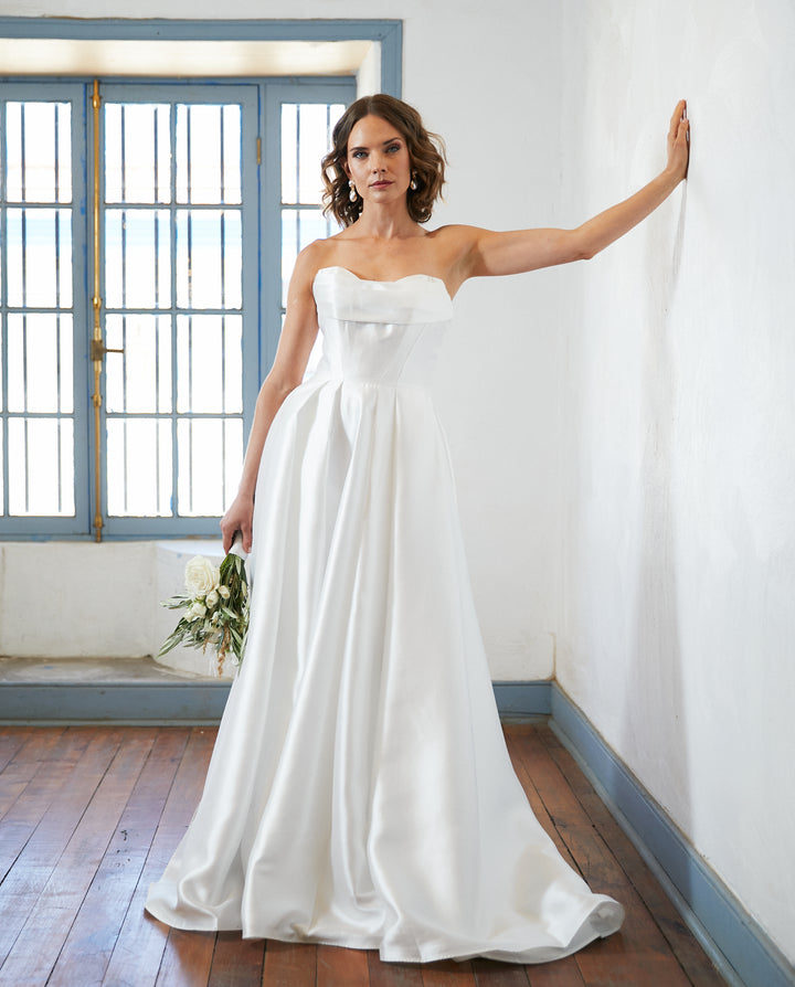 Vestido Largo de Novia Celeste Blanco