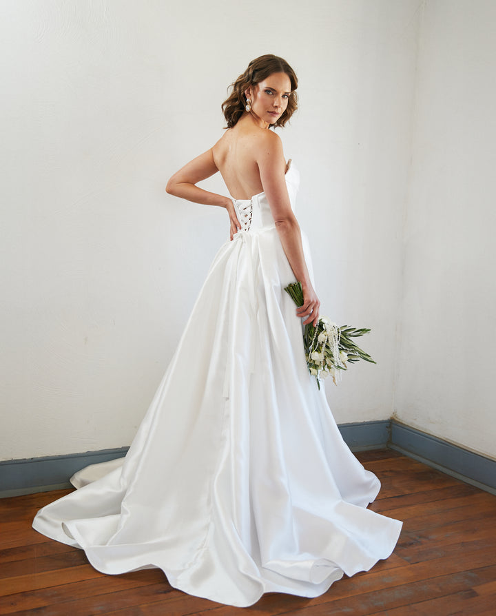 Vestido Largo de Novia Celeste Blanco