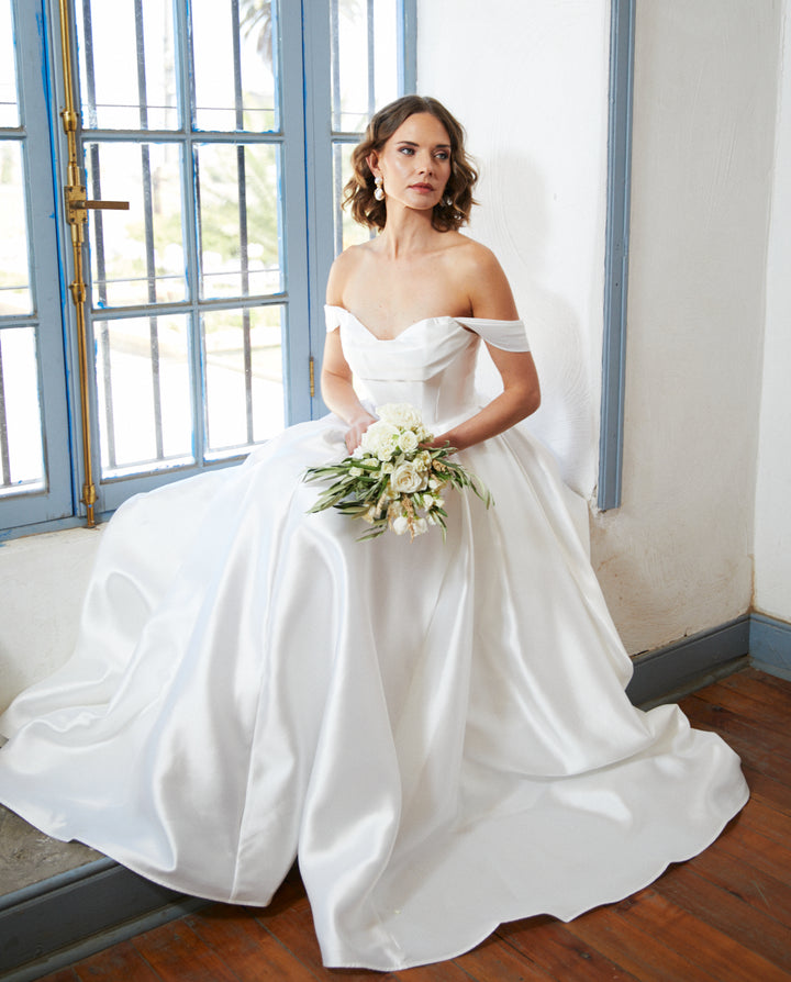 Vestido Largo de Novia Celeste Blanco
