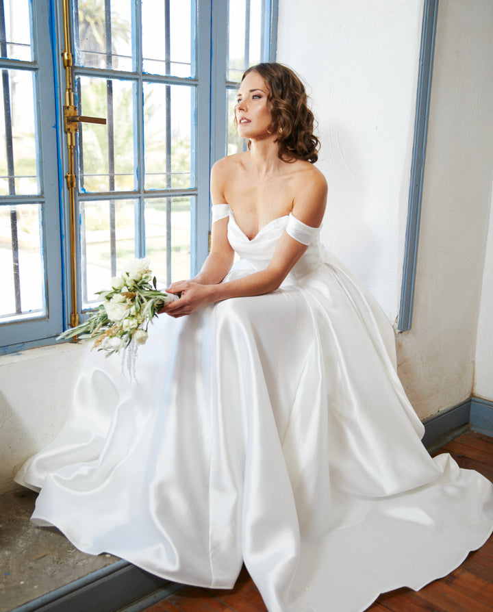 Vestido Largo de Novia Celeste Blanco