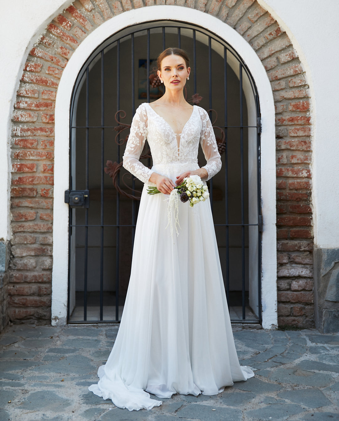Vestido Largo de Novia Clair Ajustable Gasa Ivory