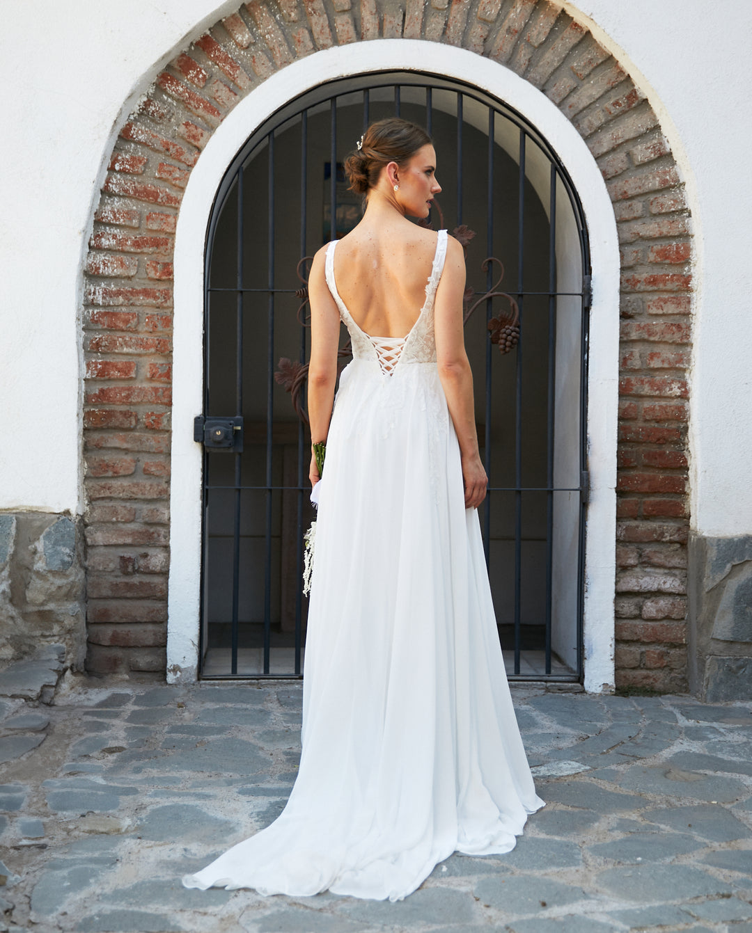 Vestido Largo de Novia Clair Ajustable Gasa Ivory