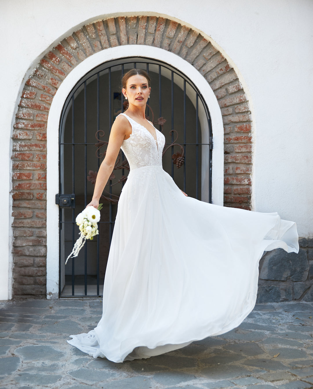 Vestido Largo de Novia Clair Ajustable Gasa Ivory