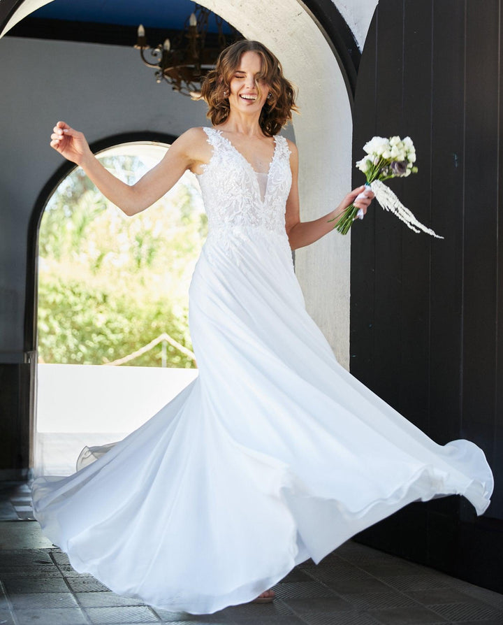 Vestido Largo de Novia Elan Gasa Ivory