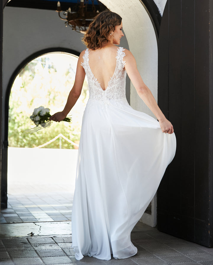 Vestido Largo de Novia Elan Gasa Ivory