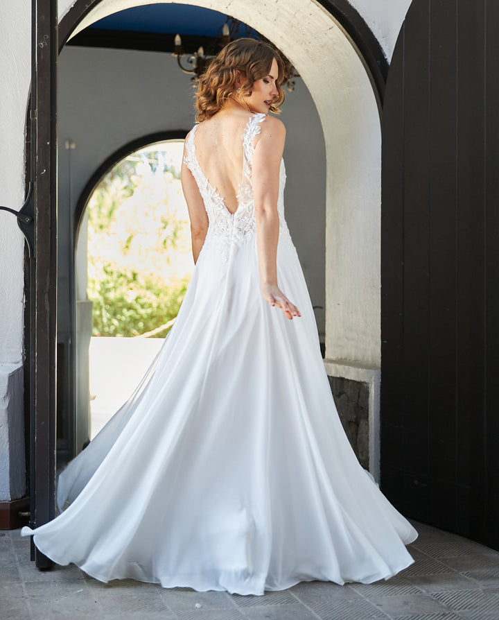 Vestido Largo de Novia Elan Gasa Ivory