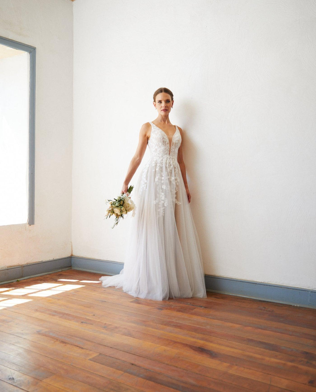 Vestido Largo de Novia Eloise Tul Nude