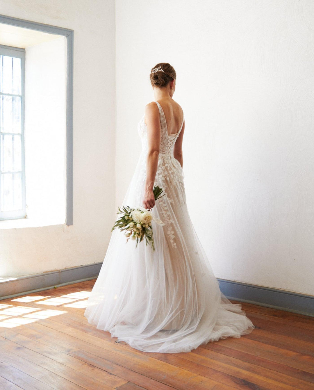 Vestido Largo de Novia Eloise Tul Nude