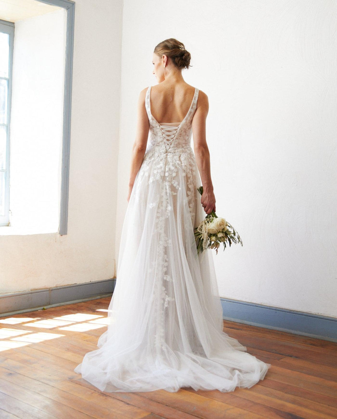 Vestido Largo de Novia Eloise Tul Nude