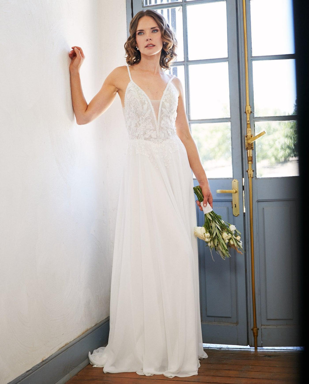 Vestido Largo de Novia Lys Gasa Ivory