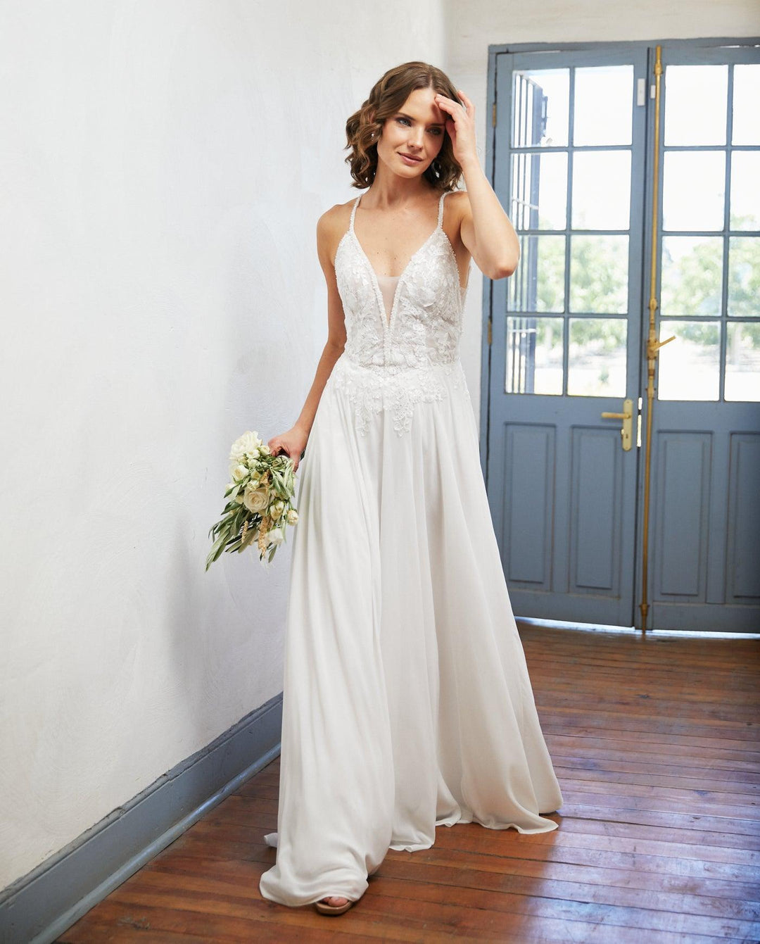 Vestido Largo de Novia Lys Gasa Ivory