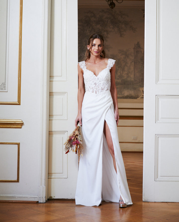 Vestido Largo de Novia Sigrid Blanco