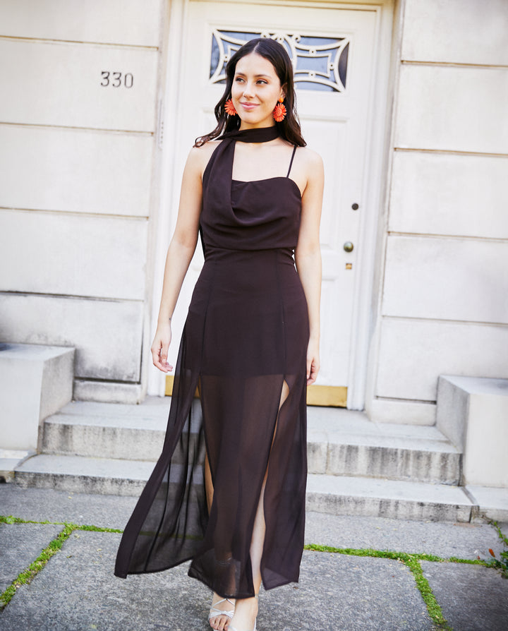 Vestido Largo de Fiesta Agata Chocolate