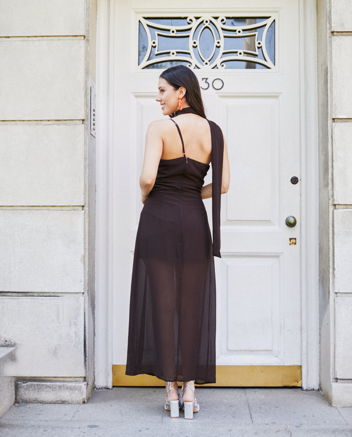 Vestido Largo de Fiesta Agata Chocolate