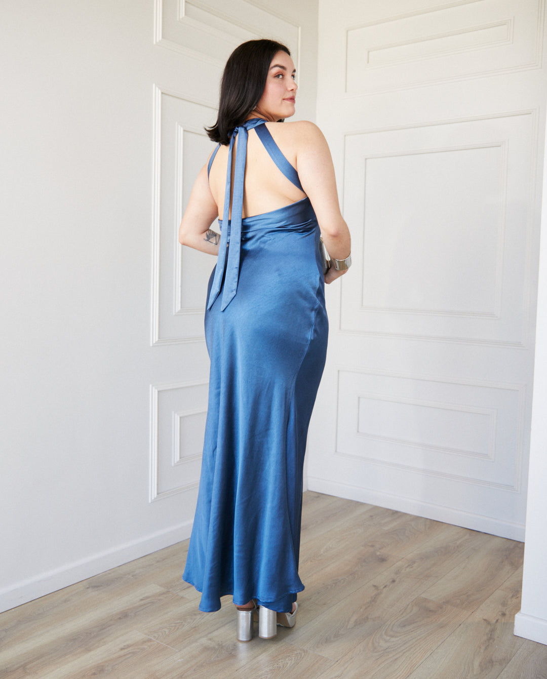 Vestido Largo de Fiesta Ana Azul Piedra