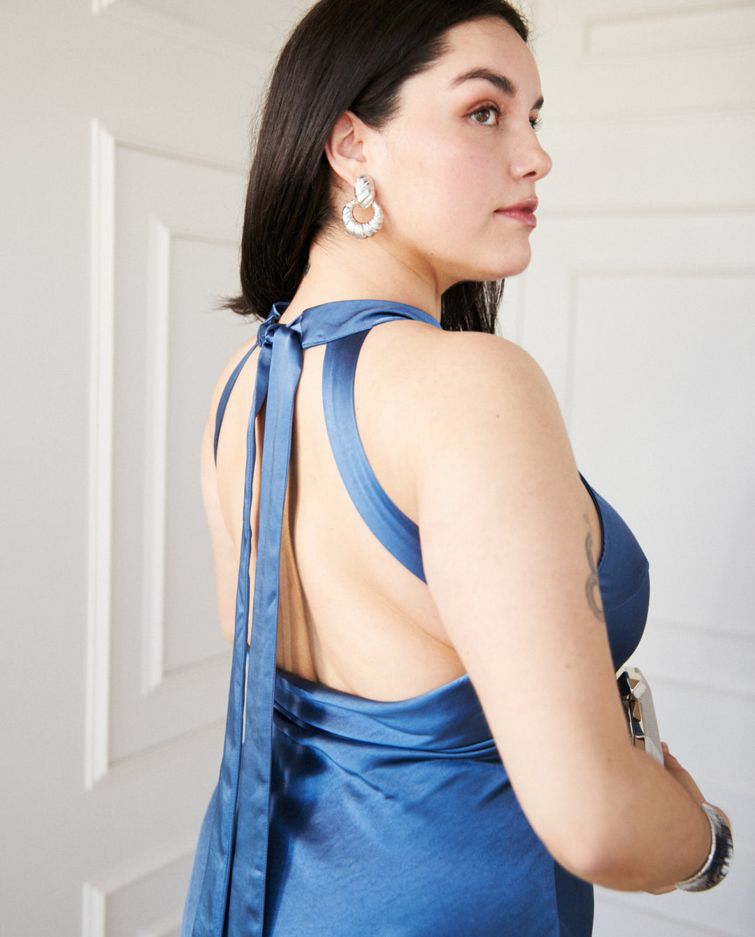 Vestido Largo de Fiesta Ana Azul Piedra