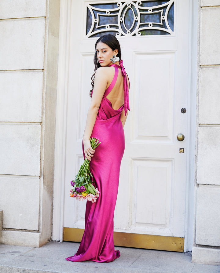 Vestido Largo de Fiesta Ana Magenta