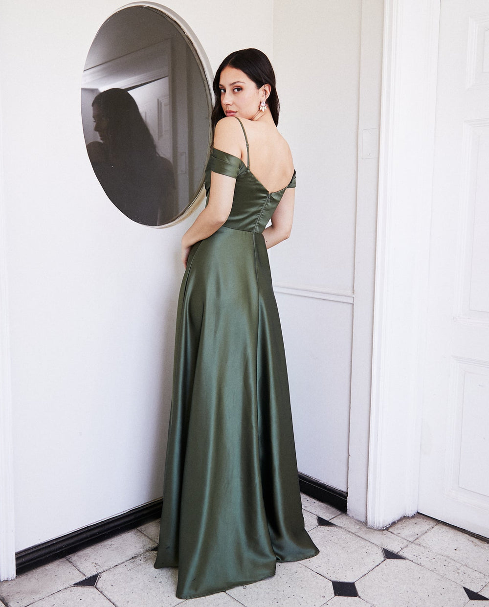 Vestido Largo de Fiesta Atenea Corset Verde Olivo