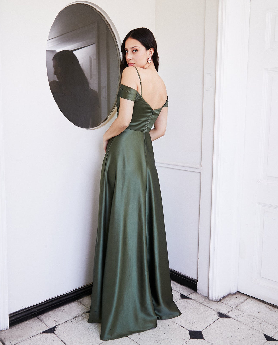 Vestido Largo de Fiesta Atenea Corset Verde Olivo