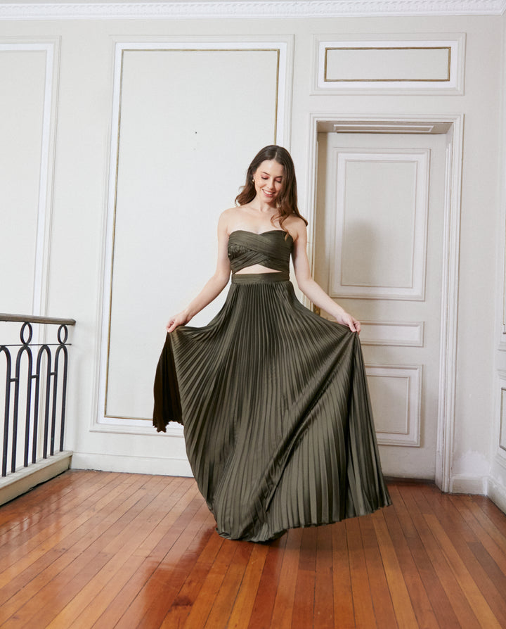 Vestido Largo de Fiesta Belen Verde Olivo