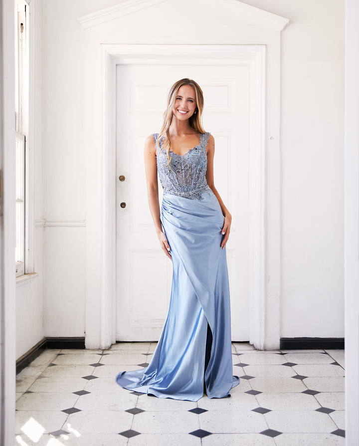 Vestido Largo de Fiesta Bombay Celeste