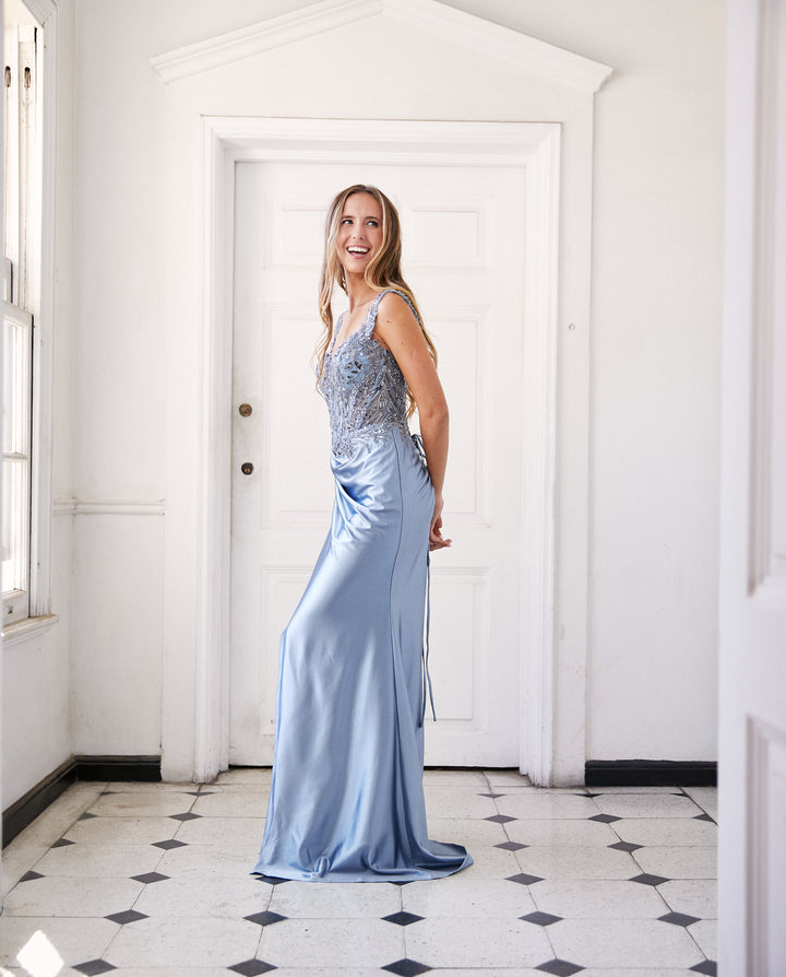 Vestido Largo de Fiesta Bombay Celeste