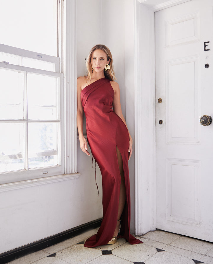 Vestido Largo de Fiesta Dublin Burdeo