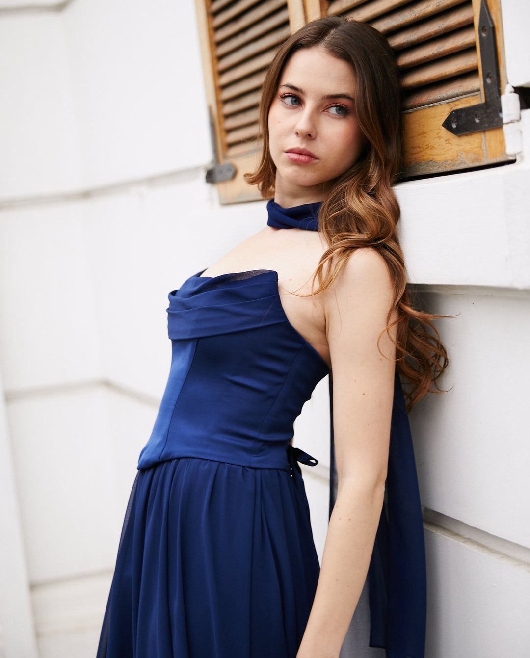 Vestido Largo de Fiesta Duna Azul Oscuro