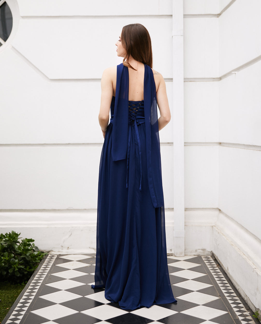 Vestido Largo de Fiesta Duna Azul Oscuro