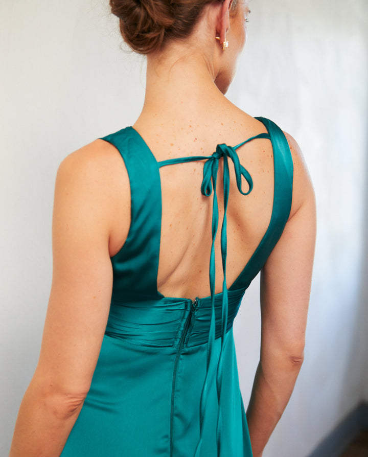 Vestido Largo de Fiesta Isabel Verde Petroleo