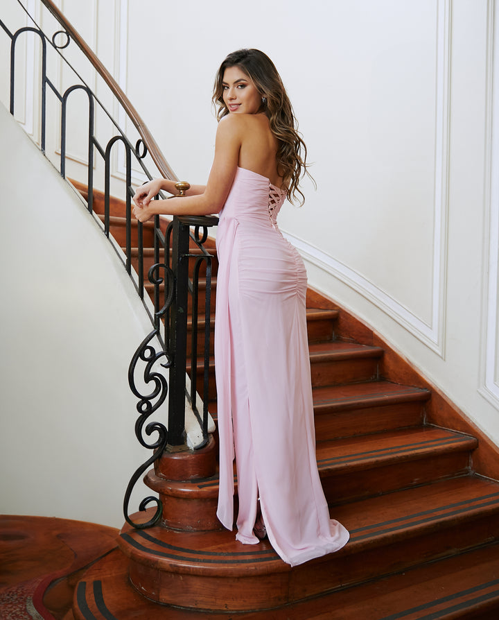 Vestido Largo de Fiesta Juliette Rosado