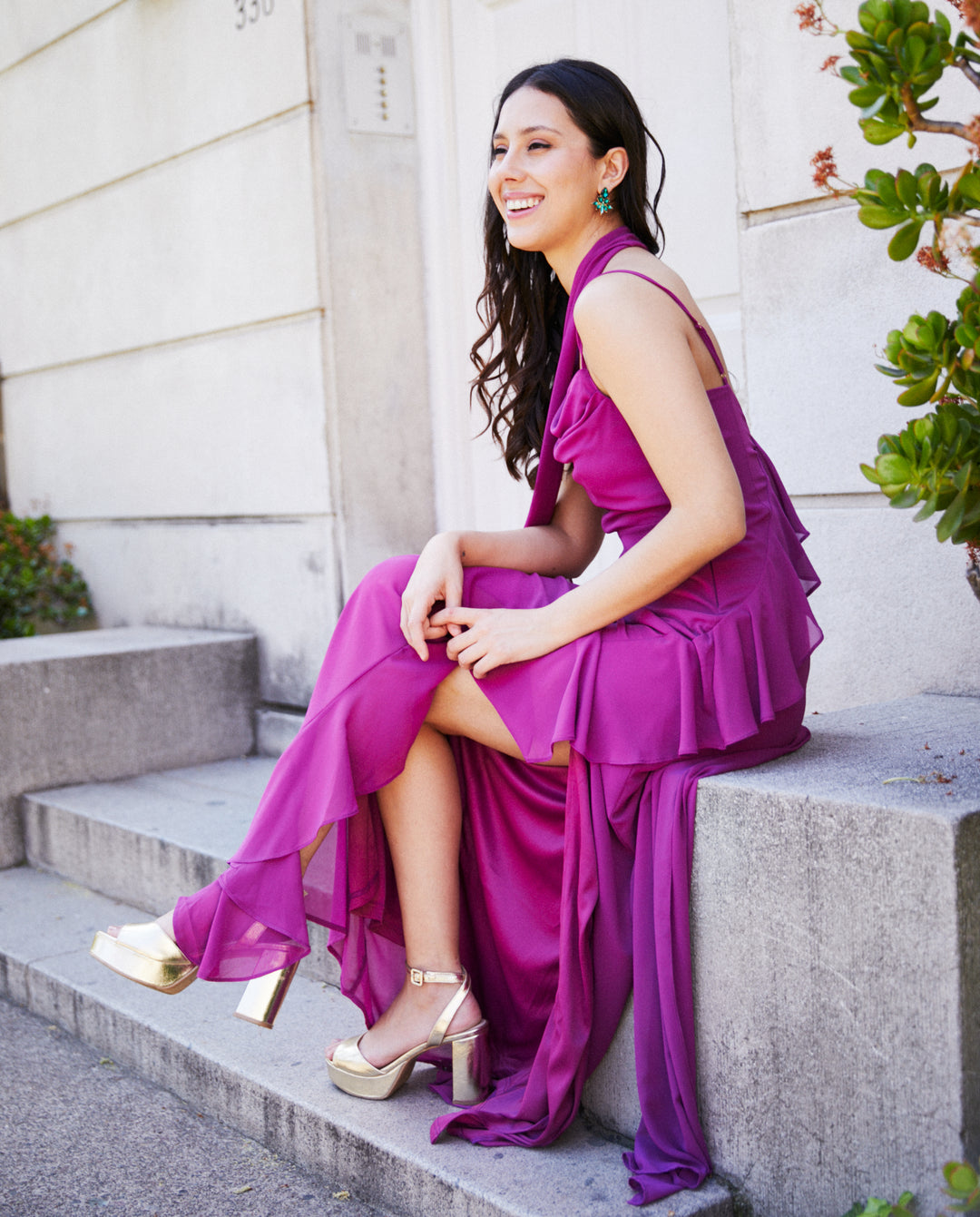 Vestido Largo de Fiesta Maia Morado