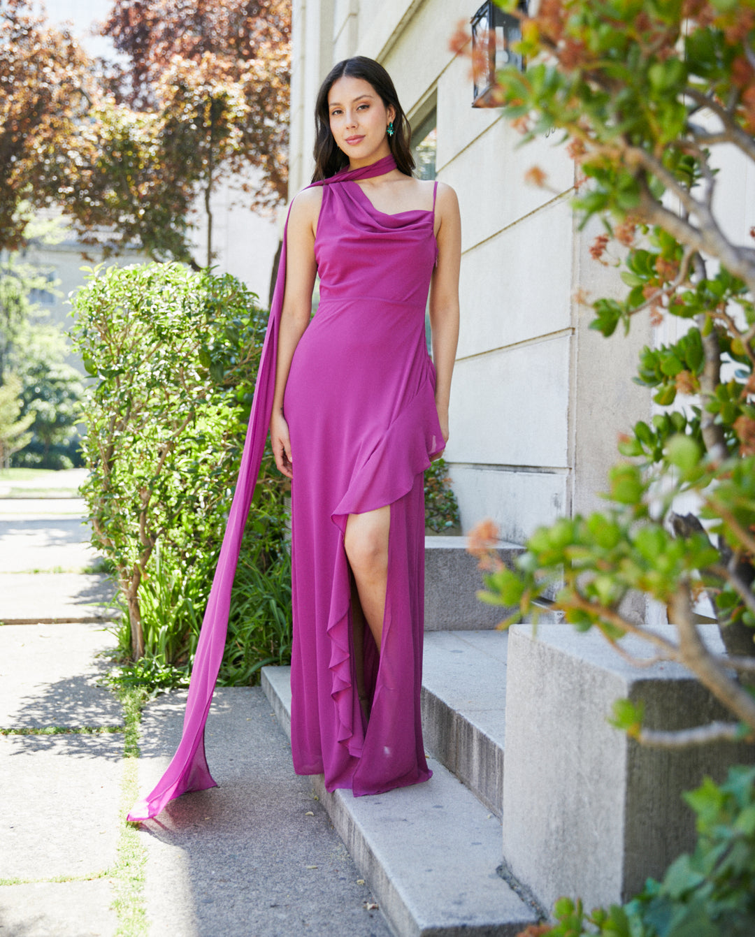 Vestido Largo de Fiesta Maia Morado