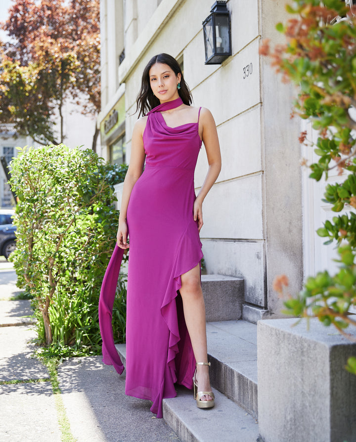 Vestido Largo de Fiesta Maia Morado