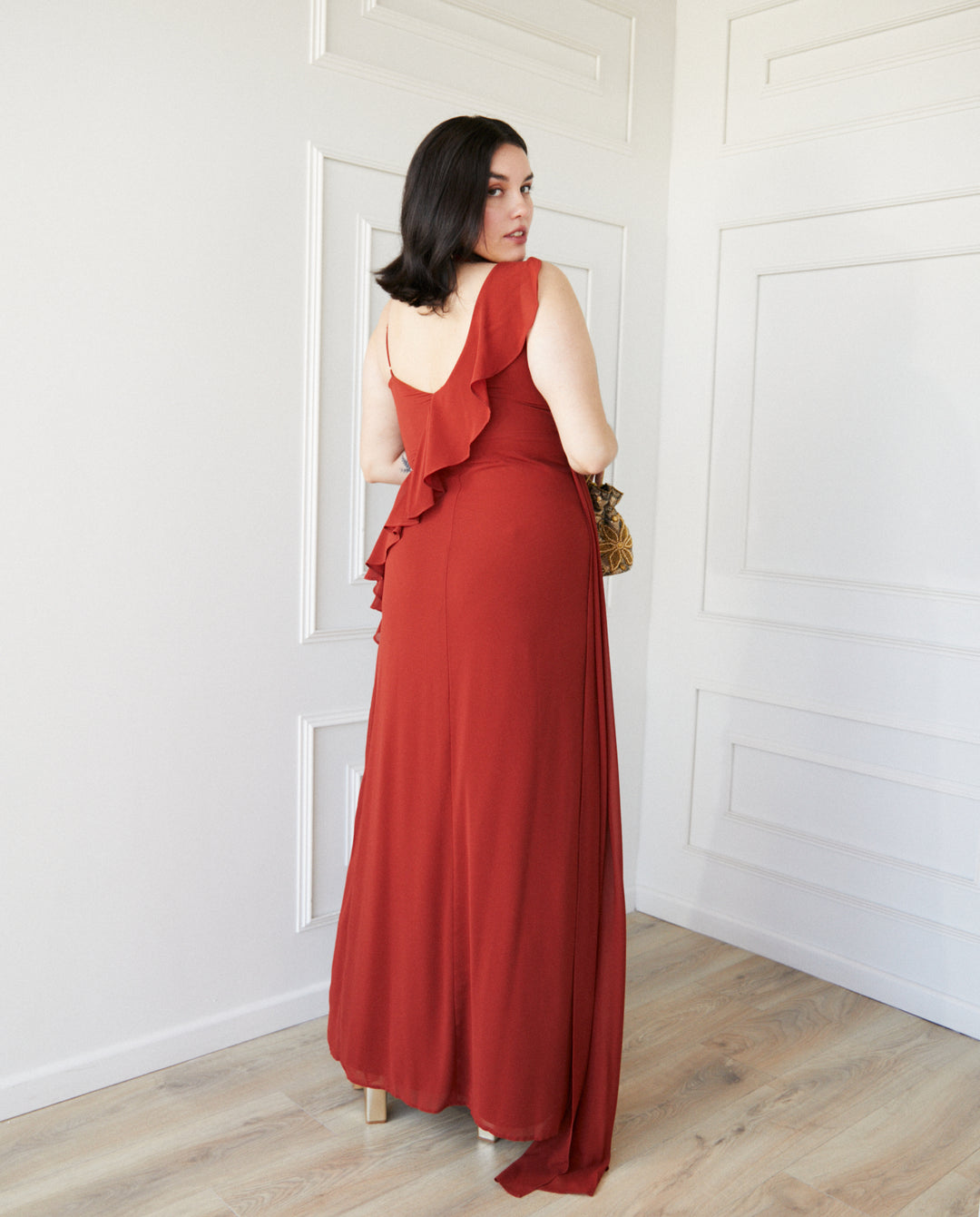 Vestido Largo de Fiesta Maia Terracota