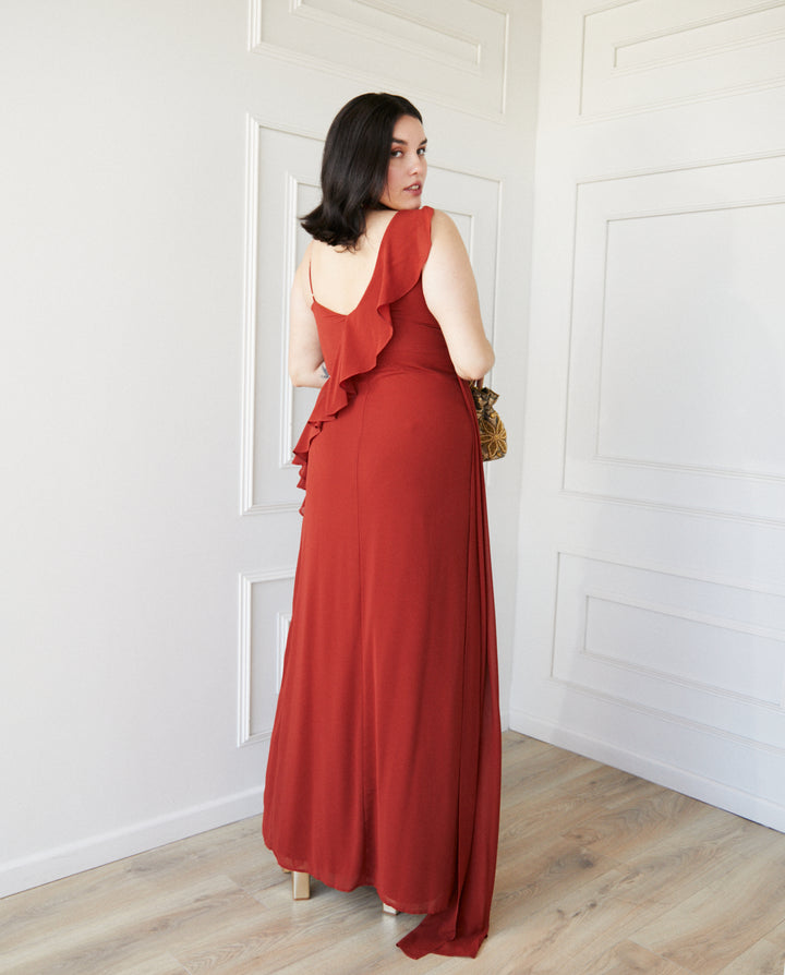 Vestido Largo de Fiesta Maia Terracota