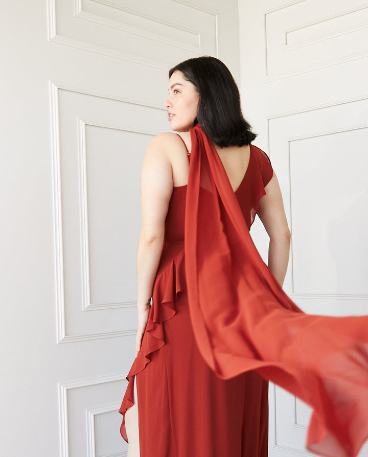 Vestido Largo de Fiesta Maia Terracota