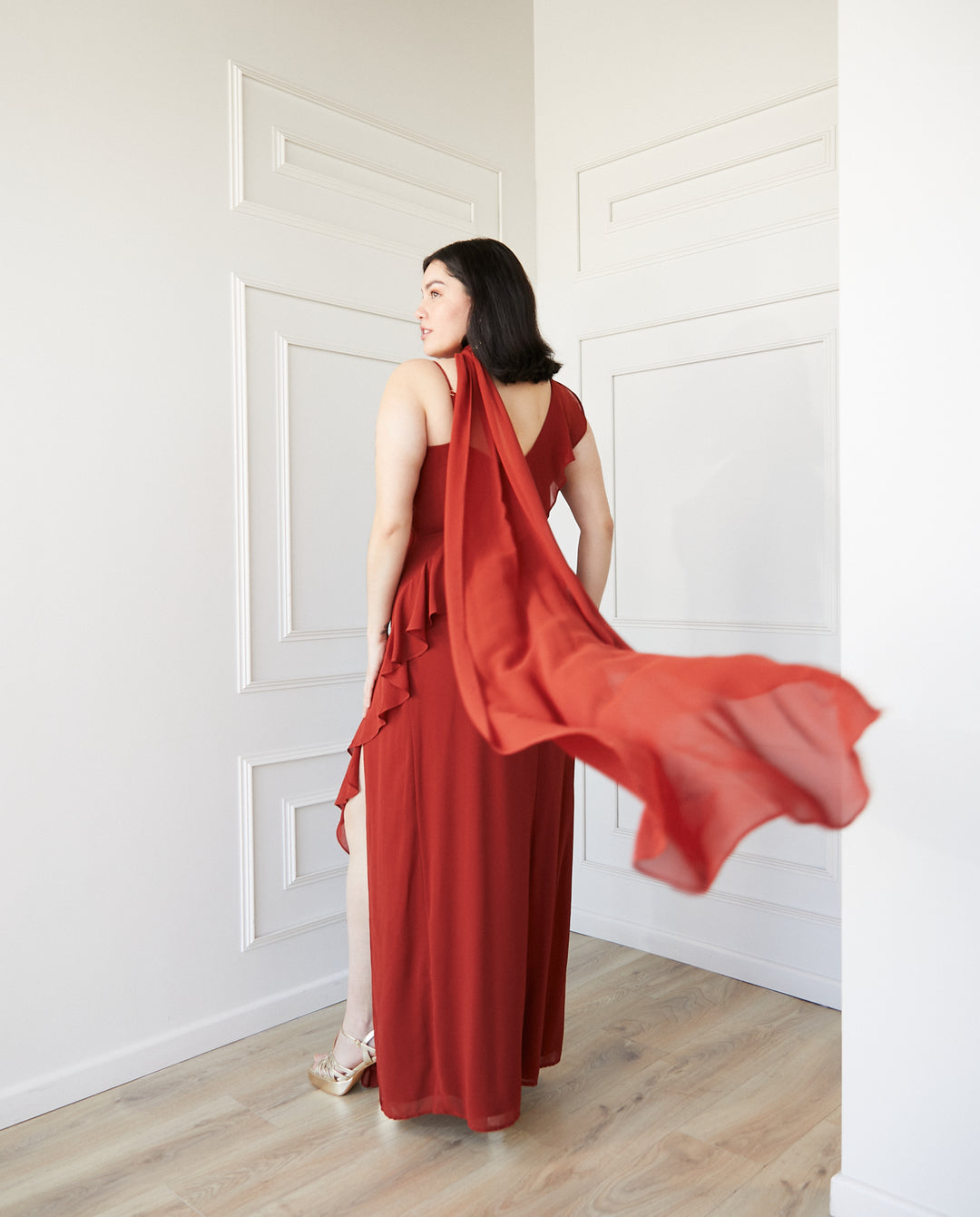 Vestido Largo de Fiesta Maia Terracota