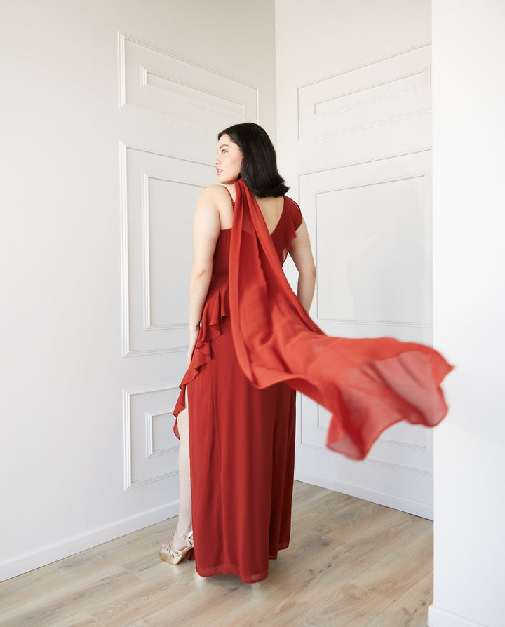 Vestido Largo de Fiesta Maia Terracota